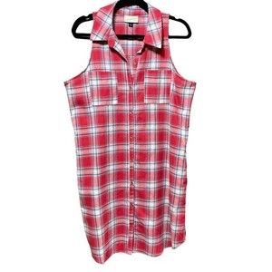 Universal Thread- Red Plaid Sleeveless Button Front Dress- Sz. L